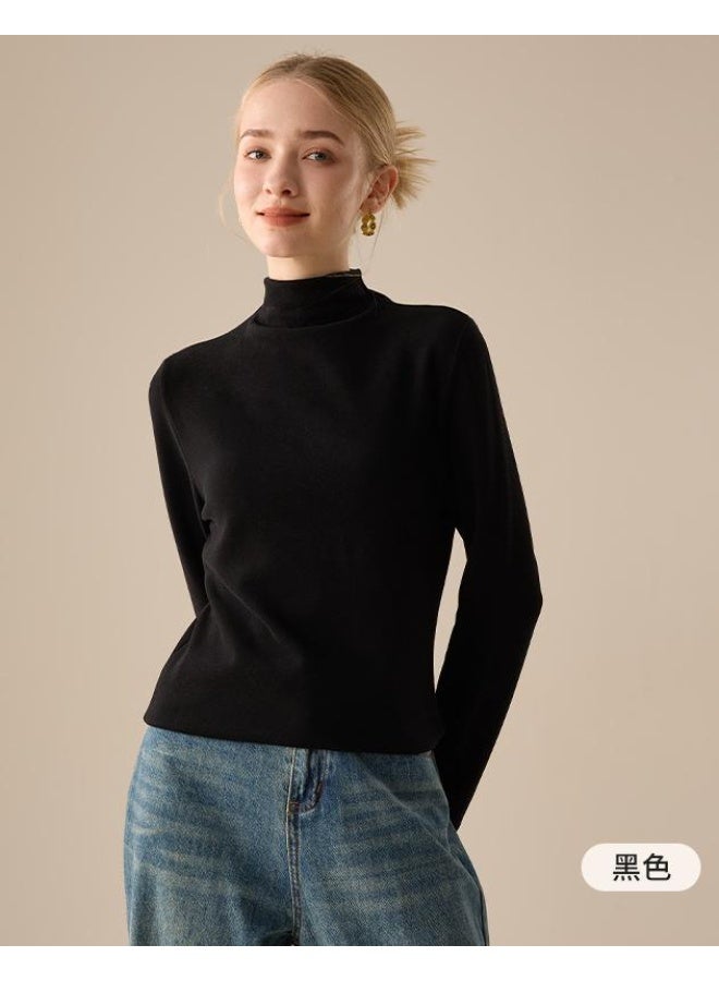 NIBEMINENT Half Turtleneck  Shirt Women Autumn Winter  Inner Wear Fashion Slim  Thickened Long Sleeve Top Pullover - Image 1