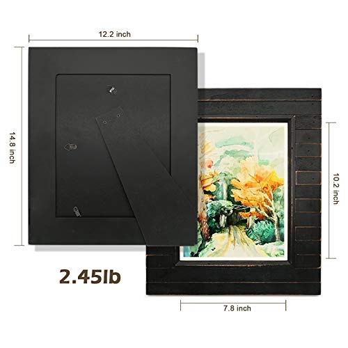Eosglac 8.5x11 Picture Frame Distressed Black, Timbermount Rustic Photo Frame with Wood Siding Look, Tabletop or Wall Display - Image 4