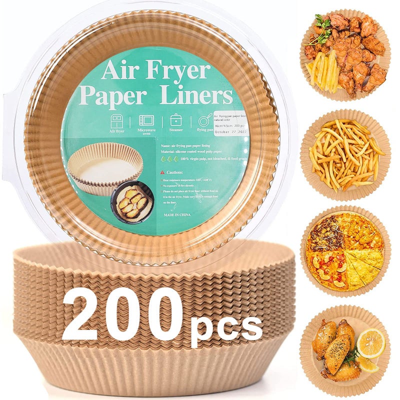 200pcs Air Fryer Disposable Paper Liner NonStick Disposable Air Fryer Parchment Paper Liners Baking Paper for Air Fryer OilProof WaterProof Food Grade Parchment63 in Bottom 8 on top