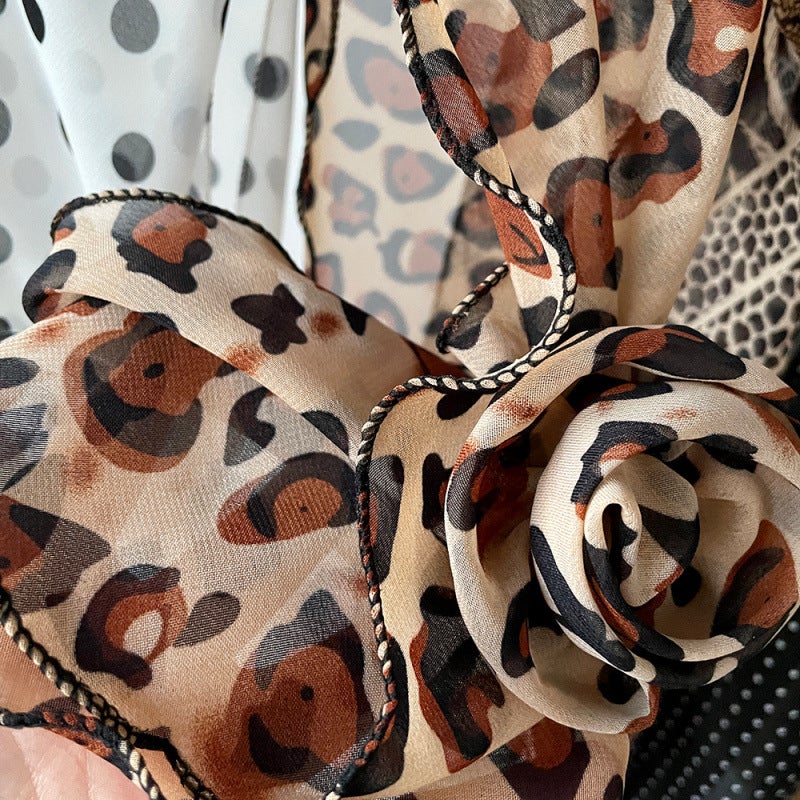 Floral Silk Scarf, Small Long Ribbon, High-End Printed Silk Scarf, Women''s Retro Versatile Trendy Small Silk Scarf Wholesale - Image 4