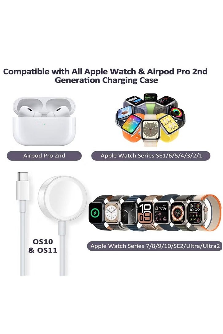 شاحن مغناطيسي سريع لساعة Apple Watch، متوافق مع سلسلة 8/7/6/5/4/3/2/SE، كابل شحن لاسلكي بطول 3.3 قدم (1 متر) لساعة iWatch - شحن محمول وفعال - Image 2