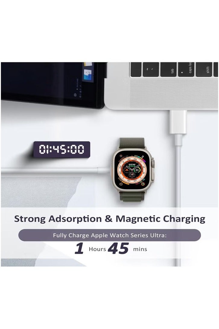 شاحن مغناطيسي سريع لساعة Apple Watch، متوافق مع سلسلة 8/7/6/5/4/3/2/SE، كابل شحن لاسلكي بطول 3.3 قدم (1 متر) لساعة iWatch - شحن محمول وفعال - Image 4