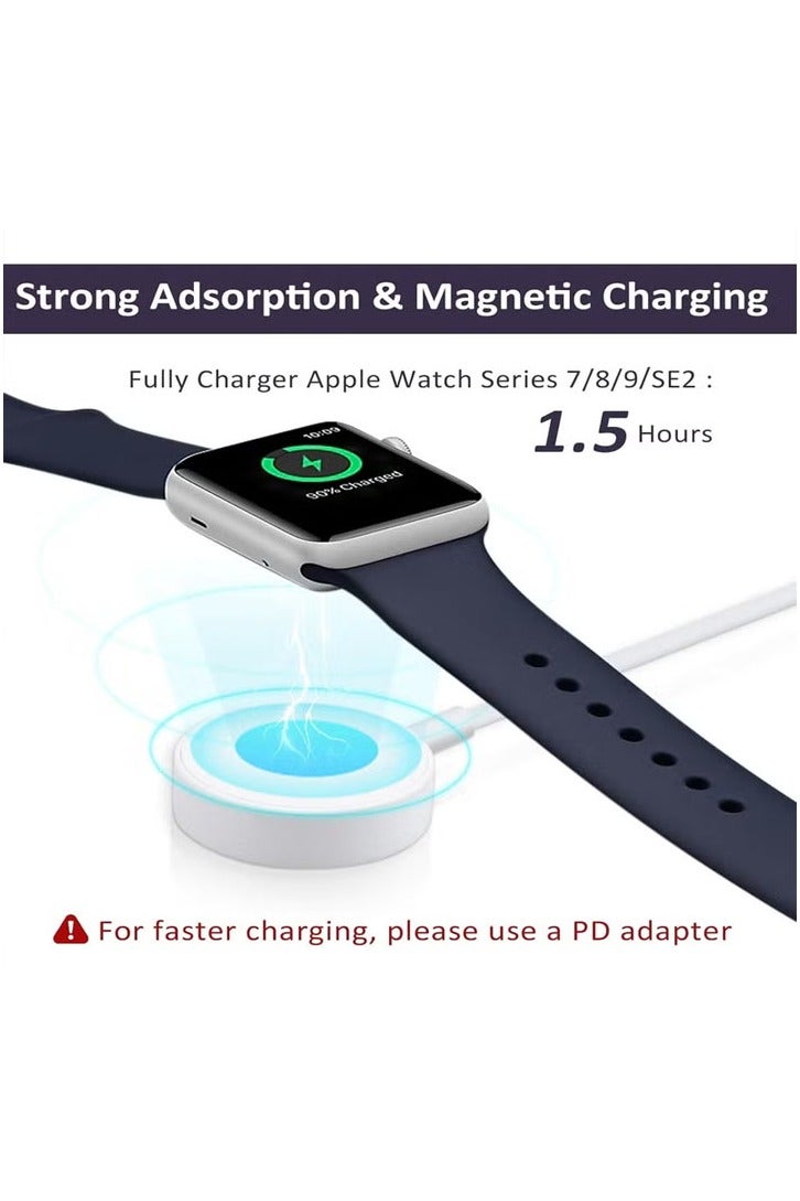 شاحن مغناطيسي سريع لساعة Apple Watch، متوافق مع سلسلة 8/7/6/5/4/3/2/SE، كابل شحن لاسلكي بطول 3.3 قدم (1 متر) لساعة iWatch - شحن محمول وفعال - Image 5