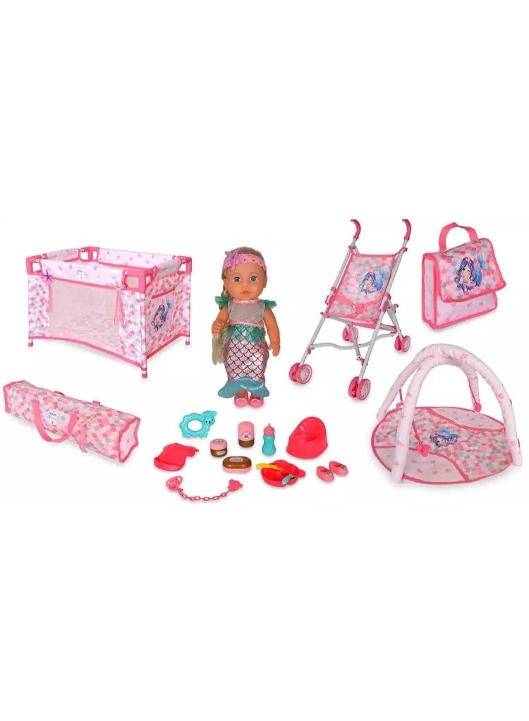 Toy Box Toy Baby Doll With Stroller and a Set of Accessories For Children Over 3 years Old - Image 2
