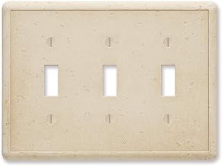 Questech Triple Toggle - Travertine Light Switch Cover Cast Stone Textured Outlet Cover Wall Plate - Image 1