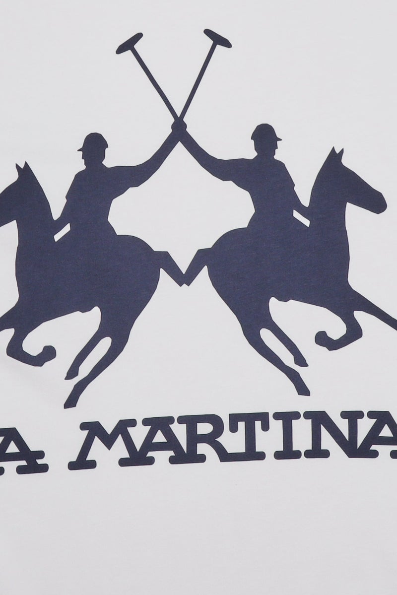 La Martina Men Crew Neck Short Sleeve Brand Logo T-Shirt, White - Image 5