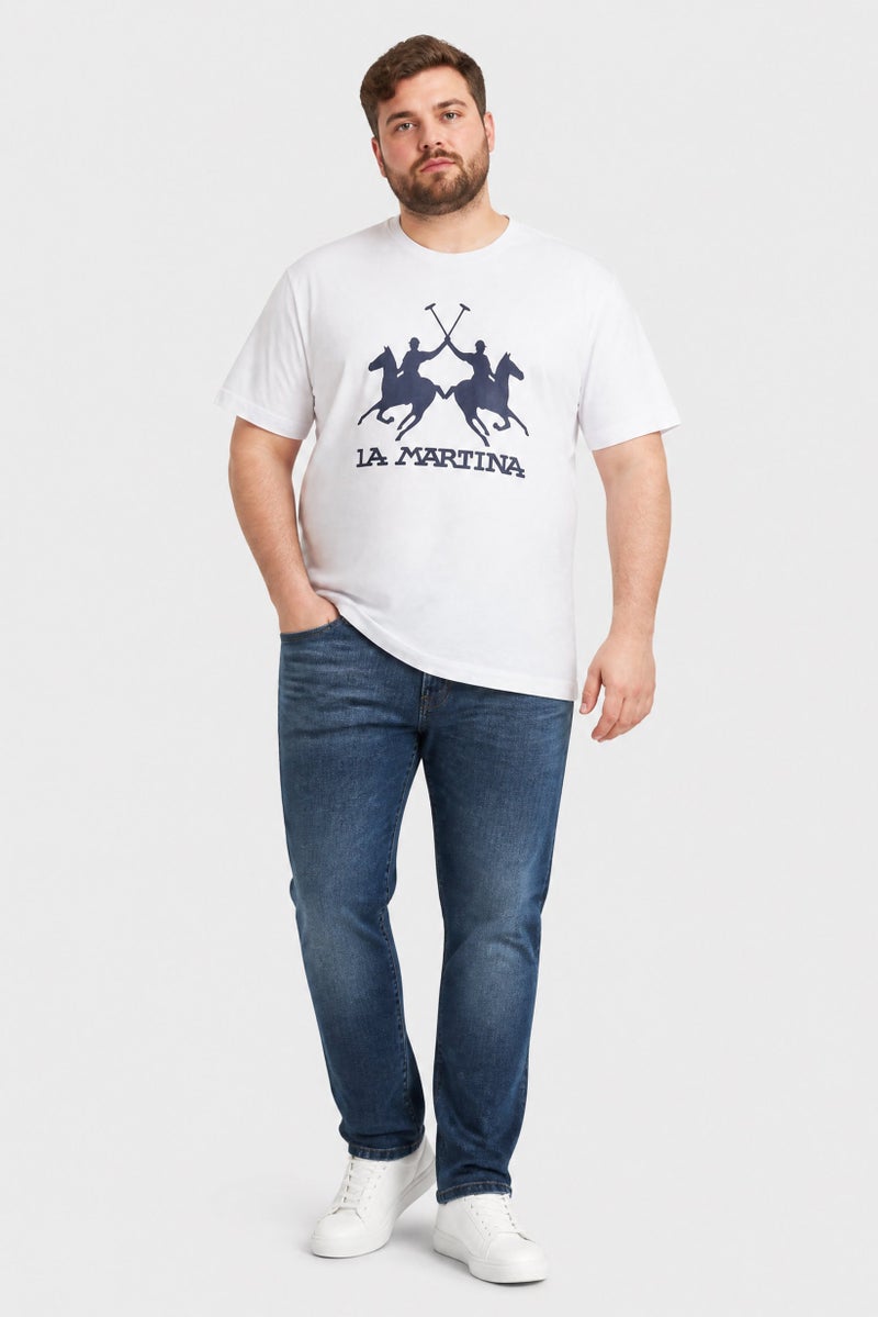 La Martina Men Crew Neck Short Sleeve Brand Logo T-Shirt, White - Image 2