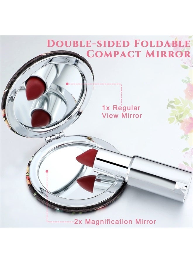 Panelee 10 Pcs Inspirational Compact Mirror Bulk Floral Pocket Mirror Purse Mirror Portable Travel Makeup Mirror, Folding Handheld Double Sided Mirror 1X/2X, Inspirational Gift for Women Girls - Image 3