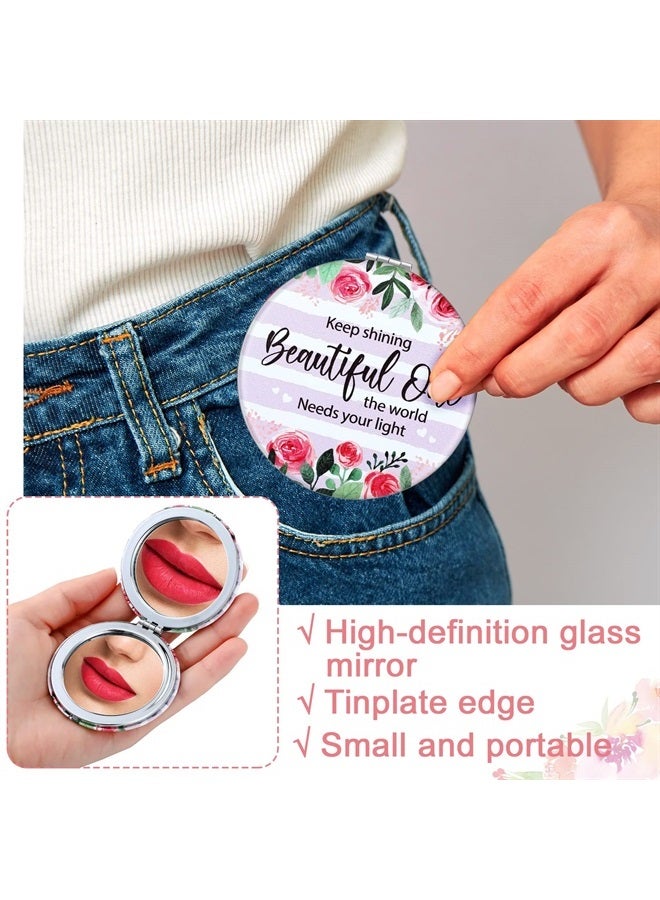 Panelee 10 Pcs Inspirational Compact Mirror Bulk Floral Pocket Mirror Purse Mirror Portable Travel Makeup Mirror, Folding Handheld Double Sided Mirror 1X/2X, Inspirational Gift for Women Girls - Image 5