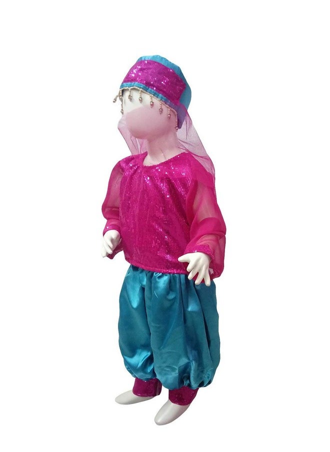 بوك ماي كوستيوم زي رقص شرقي غربي وردي وأزرق لفتاة عربية من Bookmycostume للفتيات من عمر 4 إلى 5 سنوات - بوليستر  - Image 4