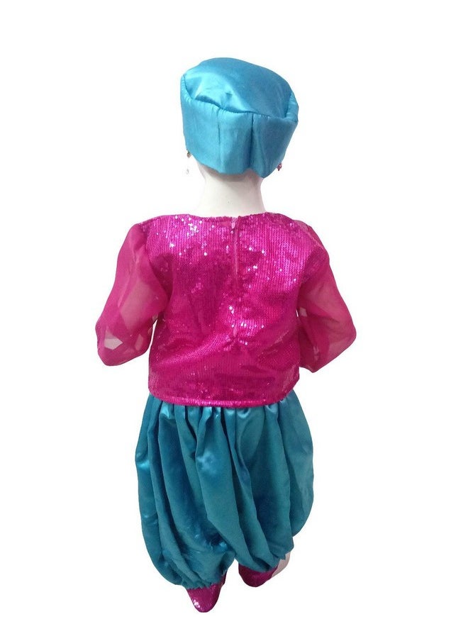 بوك ماي كوستيوم زي رقص شرقي غربي وردي وأزرق لفتاة عربية من Bookmycostume للفتيات من عمر 4 إلى 5 سنوات - بوليستر  - Image 3
