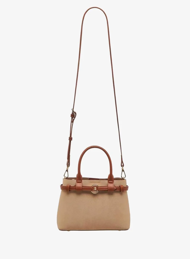 Celeste BEIGE Textured Tote Bag With Detachable Shoulder Strap for Women | Best Price UAE