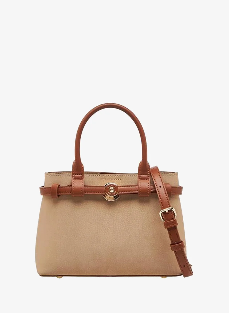 Celeste BEIGE Textured Tote Bag With Detachable Shoulder Strap for Women | Best Price UAE