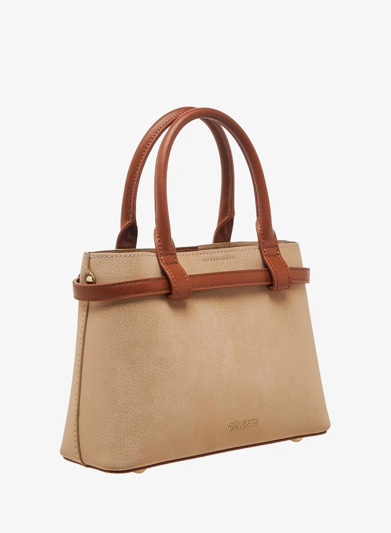 Celeste BEIGE Textured Tote Bag With Detachable Shoulder Strap for Women | Best Price UAE