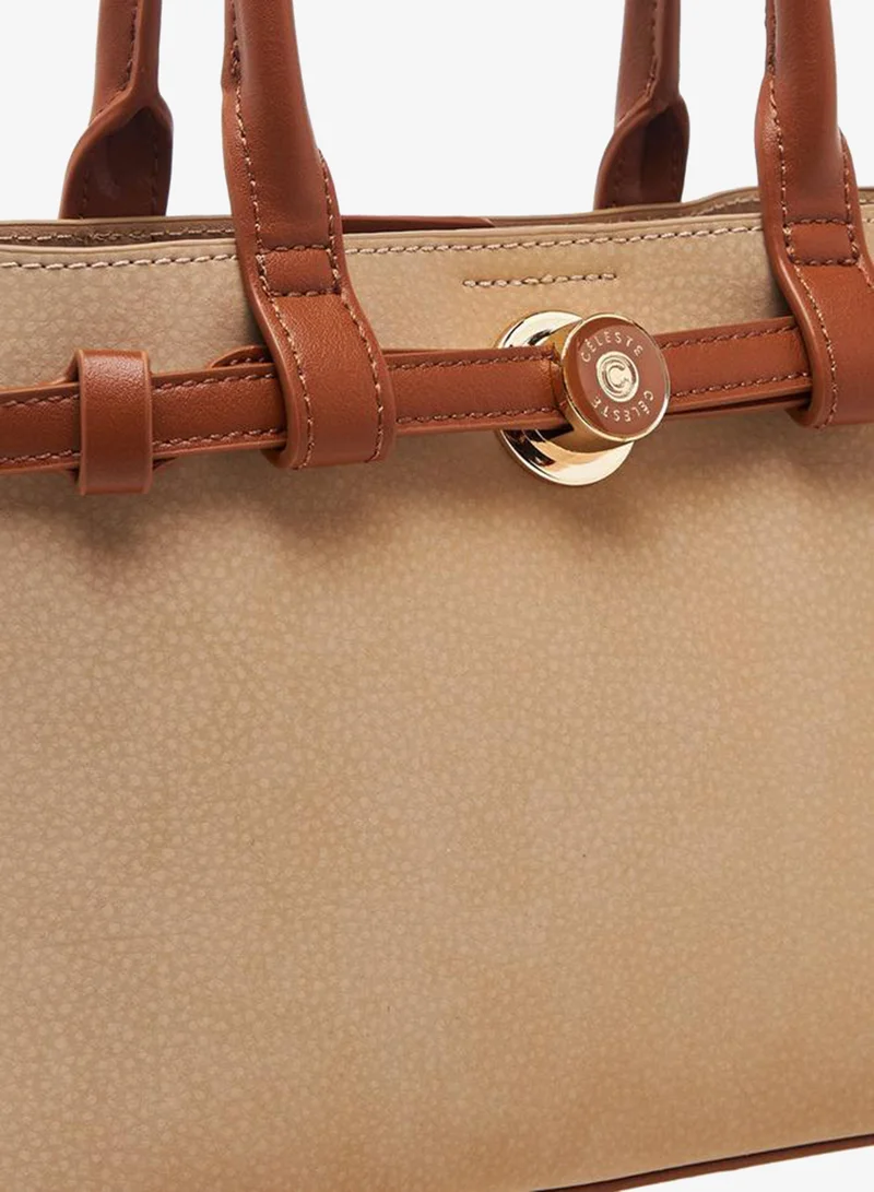 Celeste BEIGE Textured Tote Bag With Detachable Shoulder Strap for Women | Best Price UAE