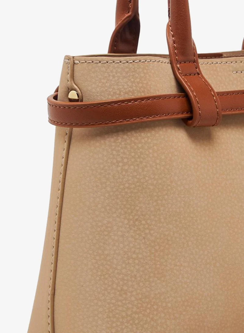 Celeste BEIGE Textured Tote Bag With Detachable Shoulder Strap for Women | Best Price UAE