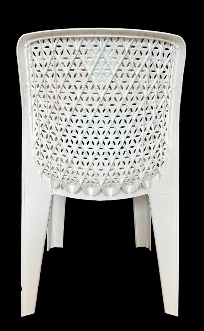 ANMOL Diamond Armless Plastic Chairs for Home Caf Garden Restaurant Heavy Duty Comfortable Plastic Outdoor and Indoor Chairs Weight Bearing Capacity 200 kg Pack of 2 White - Image 5