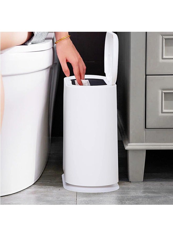 LENND LENND 10 Liter Rectangular Plastic Trash Can Wastebasket with Press Type Lid, Garbage Container Bin for Bathroom,Powder Room,Bedroom,Kitchen,Craft Room,Office (White)  - Image 3