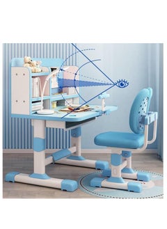 Golden Home Kids Desk and Chair Set,Height Adjustable Children Study Desk Chair Set,School Student Writing Desk Table with Drawer Bookstand,Ergonomic Student Learning Table Desk Chair for Girl Boy (Blue)  - Image 4