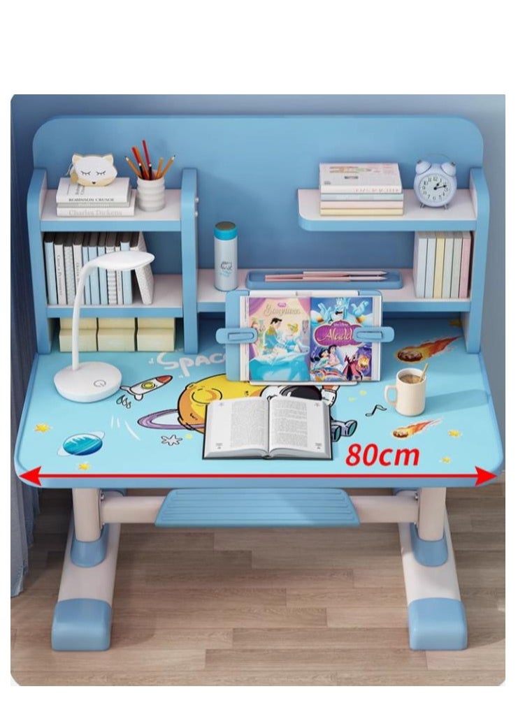 Golden - Home Kids Desk and Chair Set,Height Adjustable Children Study Desk Chair Set,School Student Writing Desk Table with Drawer Bookstand,Ergonomic Student Learning Table Desk Chair for Girl Boy (Blue) - Image 1