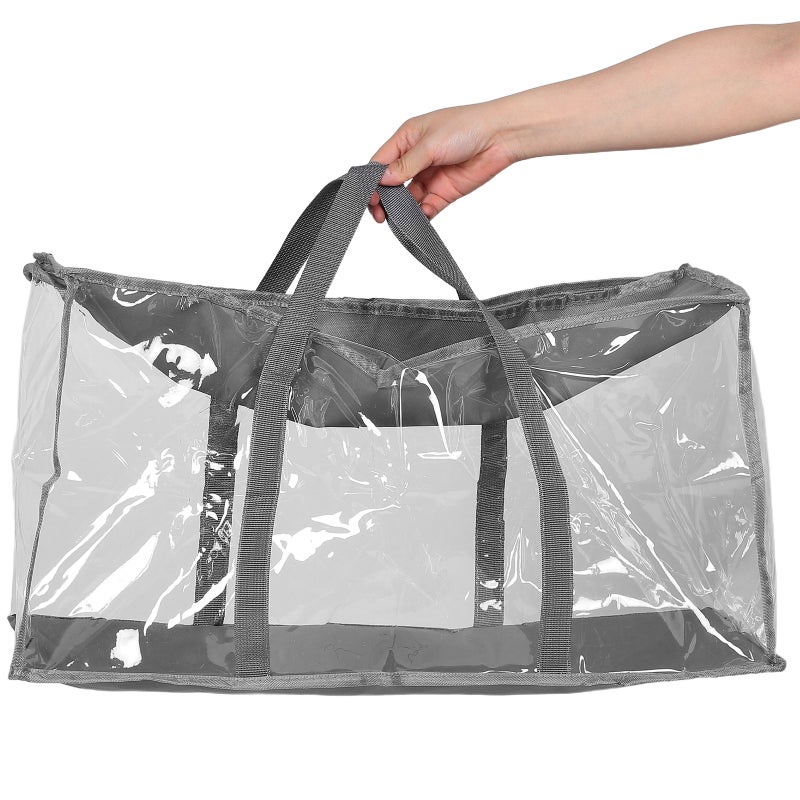 Clear Book Storage Bags Transparent Organizing Bin With Zipper Handles Clothes Organizer Bag Closet Organizer Book Storage Container For Clothes Shoes Toys - Image 3
