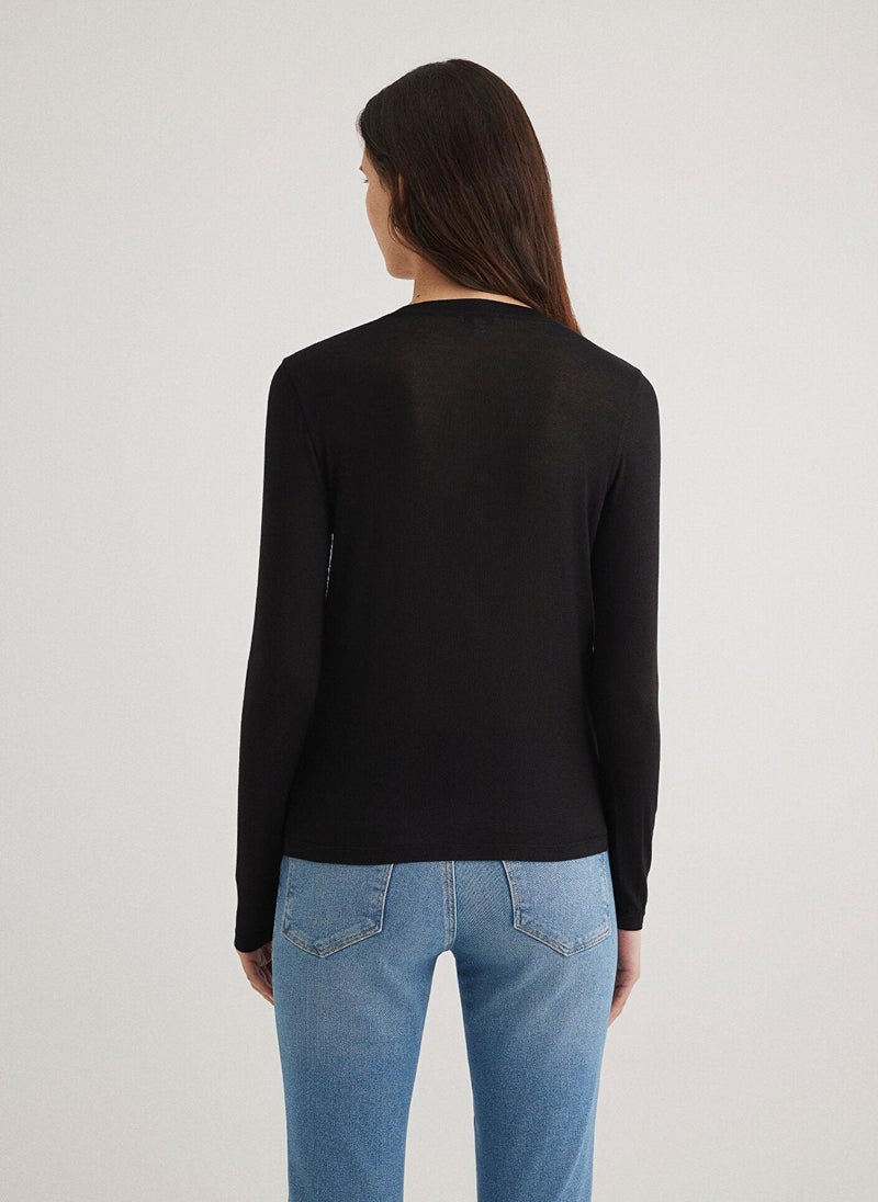 MAVI Long Sleeve Black T-Shirt - Image 4
