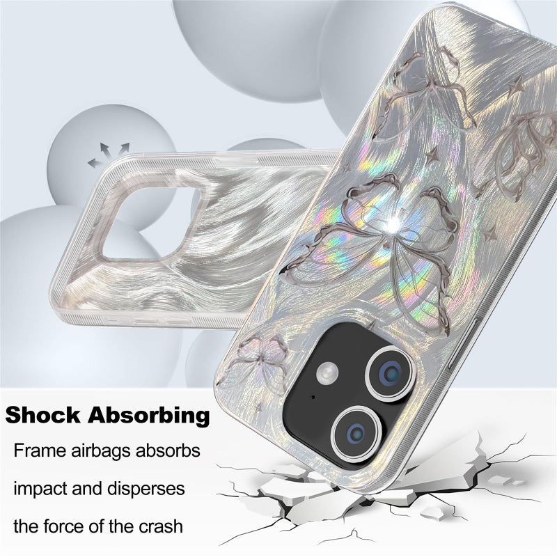 I-MGAE-IN-AR Compact Case for iPhone 11 Shiny Silver Butterfly Design,Cute Trendy Soft Slim TPU Shockproof Protective Phone Cases Cover for Women Girls Aesthetic Glitter - Image 3