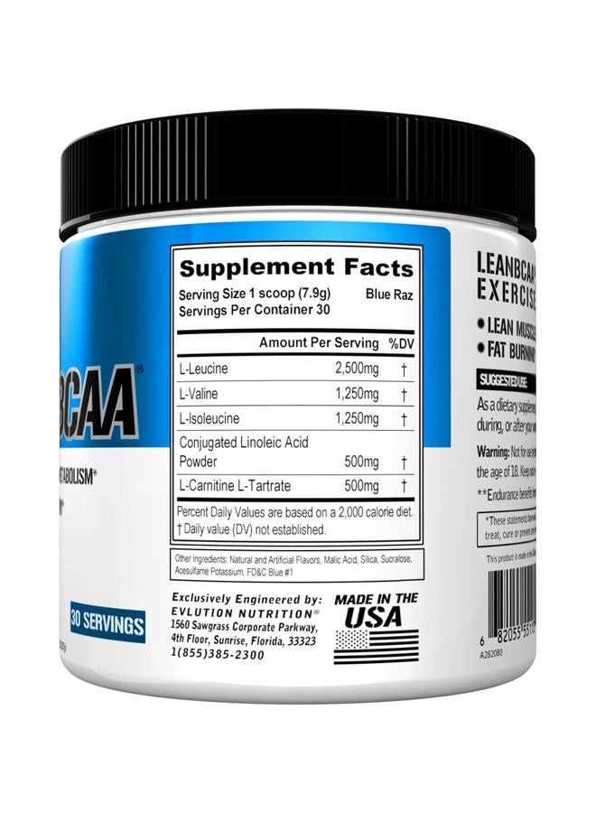 Stimulant Free Lean BCAA Powder Nutrition BCAAs Amino Acids Powder with CLA Carnitine and 2:1:1 Branched Chain Amino Acids Supports Muscle Recovery Fat Burn and Metabolism - Blue Raz