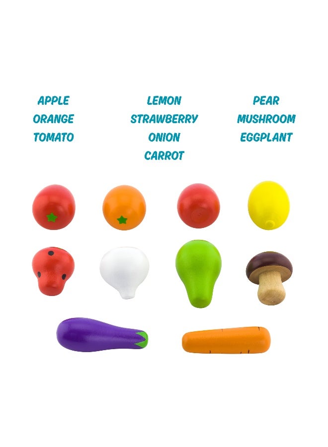 Viga Vegetable & Fruit Set - 10 Piece Educational Play Food - Image 4