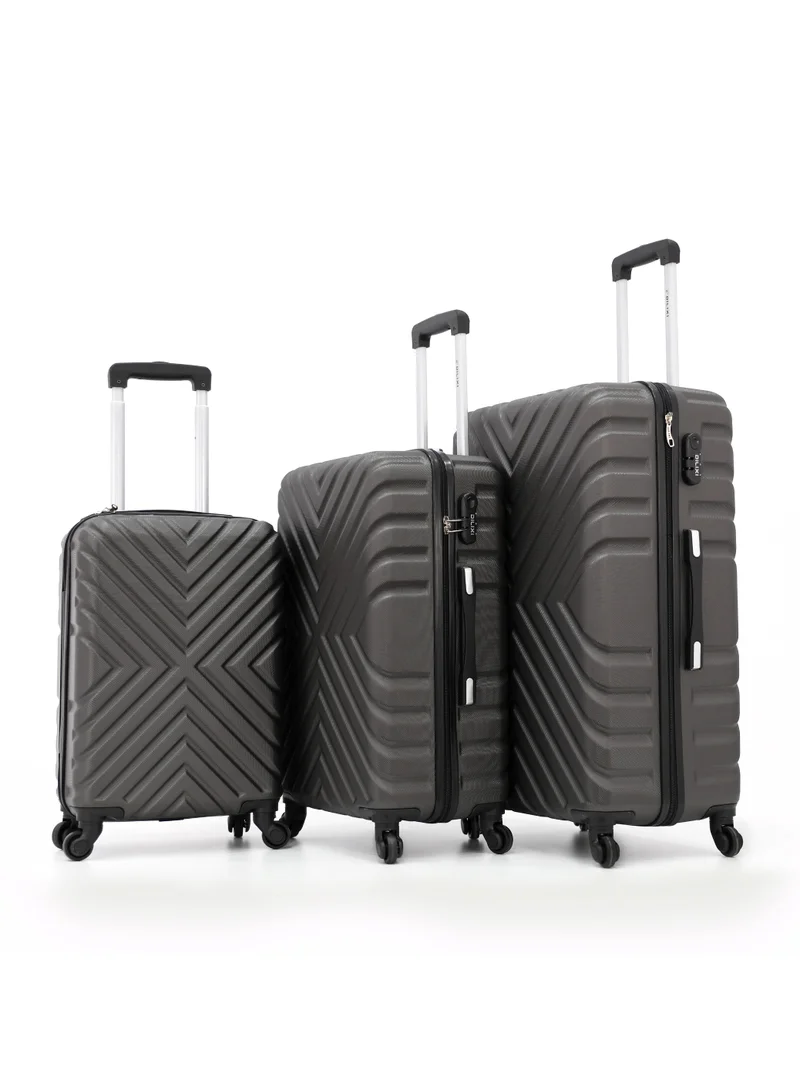ديليكسي Hardside Luggage Trolley Bag 3 Pieces Set,Grey (S-20",M-24",L-28")