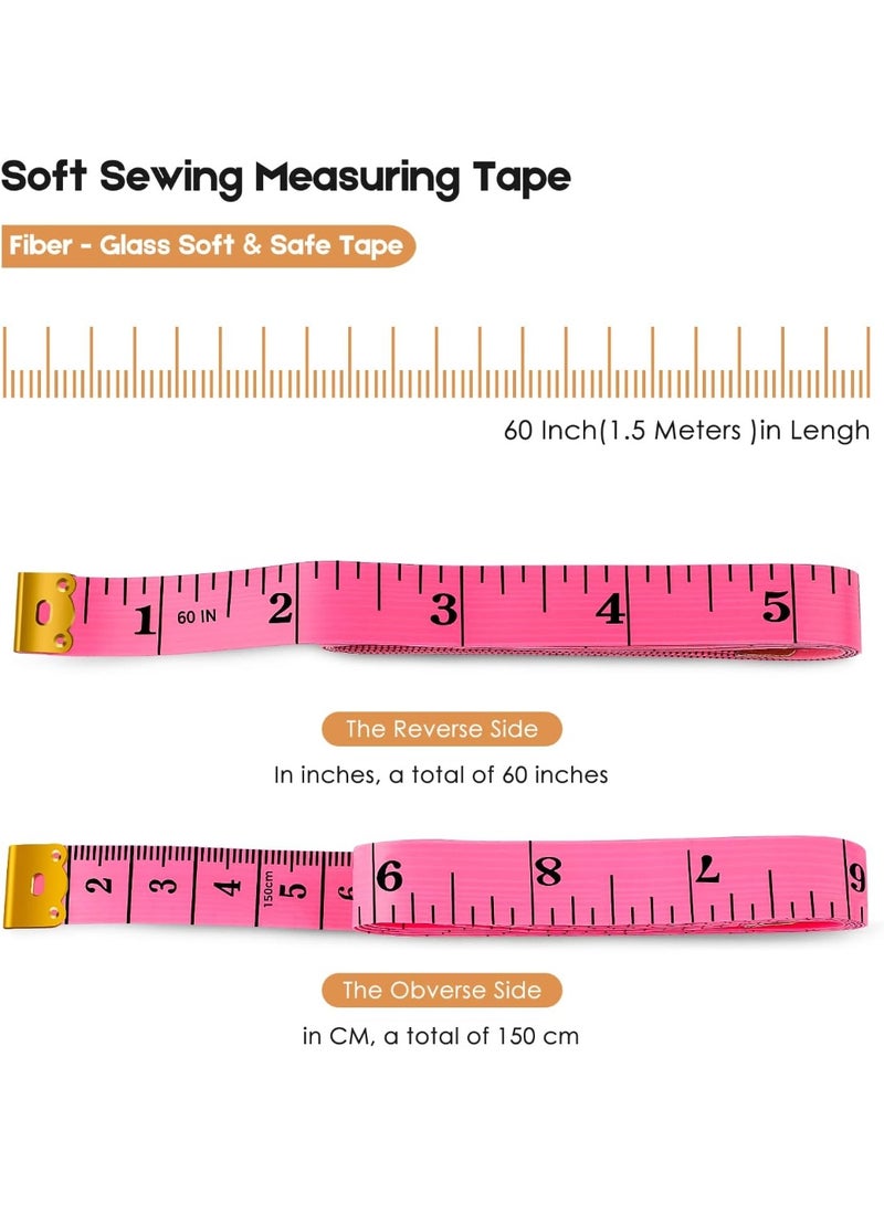 Vinyl Tape Measure For Sewing, Body Measurement, Fabric And Craft Measurements, Soft 60 Double-Sided Retractable Tape Measure In Pink And Black For Weight Loss Measurements - Image 2