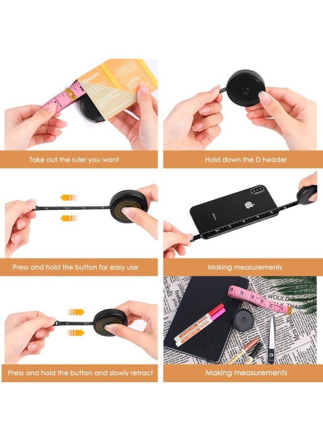 Vinyl Tape Measure For Sewing, Body Measurement, Fabric And Craft Measurements, Soft 60 Double-Sided Retractable Tape Measure In Pink And Black For Weight Loss Measurements - Image 5