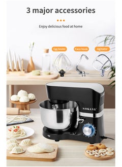 sokany Electric Stand Mixer, 6.5L, 10 Speeds Control with Pulse, S/S Bowl, 3 Types Of Tools Beater, Balloon Whisk, Dough Hook, Removable S/S Bowl SK-270 Black  - Image 3