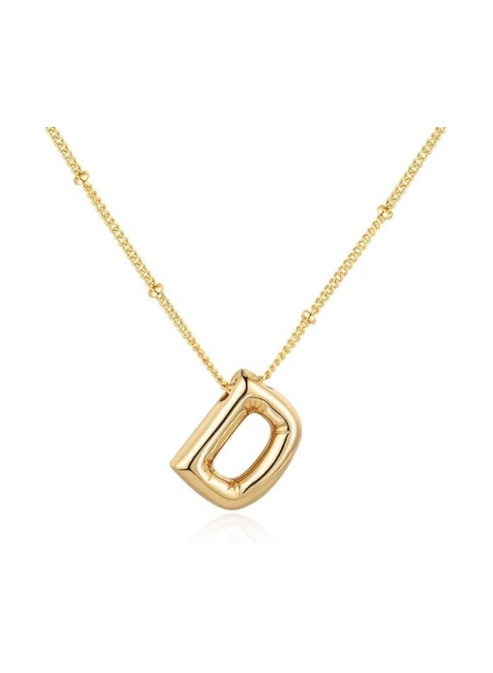 Fayrouz Jewellery 18K Yellow Gold Plated Real Gold Stainless Steel Necklace 26 Letters New Shiny Balloon Big Size A-Z Bubble Initials Wishbone Chain - Image 1