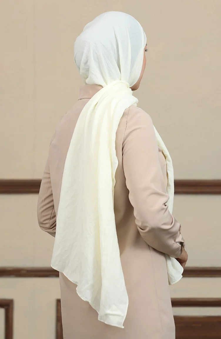 Sefa Merve Soft Cotton Shawl 2000-51 Dark Cream