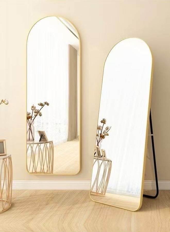 فاشون هوم مرآة أرضية فاخرة على شكل قوس قمري، مثبتة على الحائط أو قائمة بذاتها، بإطار معدني لغرفة الأطفال أو ديكور المنزل، 50×160 سم - Image 1