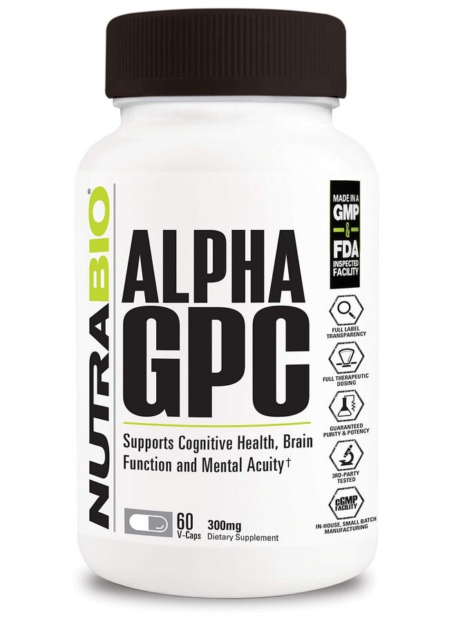 NutraBio Alpha Gpc Brain Support & Improved Memory Function 300Mg 60 Vegetable Capsules  - Image 1