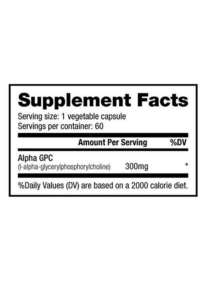 NutraBio Alpha Gpc Brain Support & Improved Memory Function 300Mg 60 Vegetable Capsules  - Image 2
