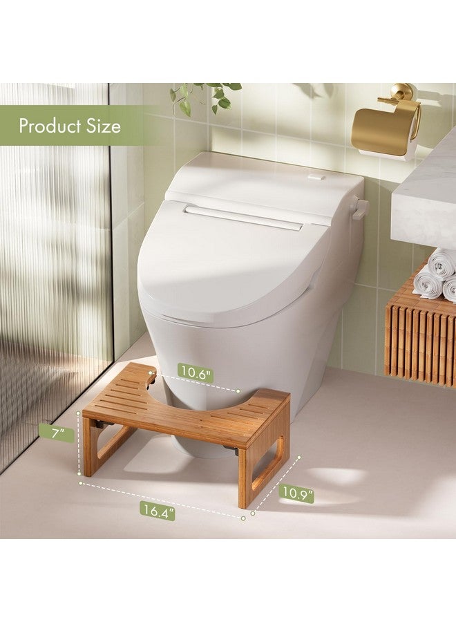 AmazerBath AmazerBath 7 Inches Bamboo Toilet Stool Squat for Adults, Foldable Squatting Potty Stool for Bathroom, Foot Poop Step Stool with Non-Slip Strip, Space-Saving and Comfort, Dark Wood Color - Image 4