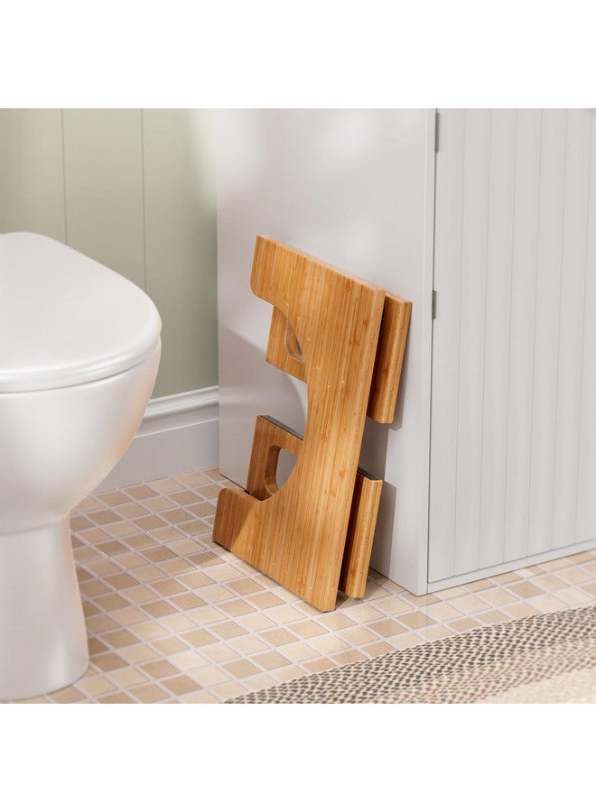AmazerBath AmazerBath 7 Inches Bamboo Toilet Stool Squat for Adults, Foldable Squatting Potty Stool for Bathroom, Foot Poop Step Stool with Non-Slip Strip, Space-Saving and Comfort, Dark Wood Color - Image 1