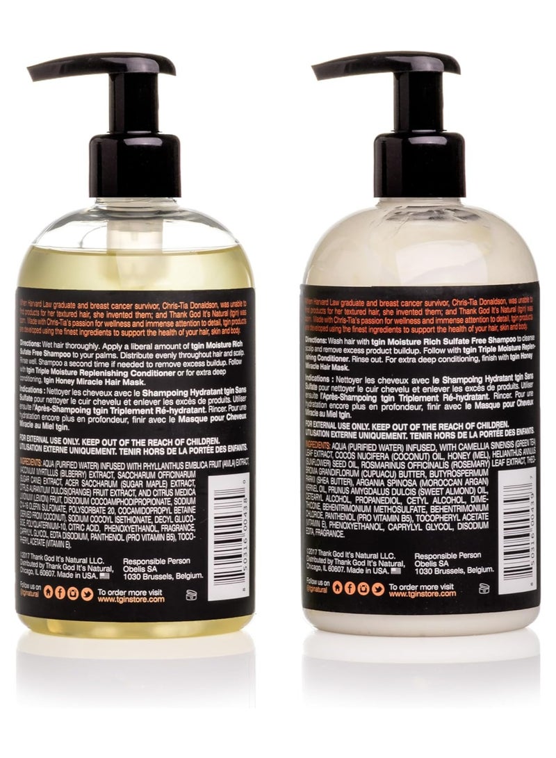 Tgin Tejin Shampoo 384 ml and Conditioner 384 ml Double Moisturizing for Natural Hair - Dry Hair - Curly Hair - Image 2
