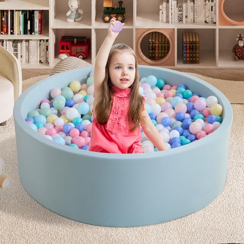 Zedachica Ball Pit for Toddlers 3543x1181 Baby Ball Pits Soft Memory Foam Ball Pit Round Kids Ball Pit Indoor Game Kids Play Ball Pool Ideal Gift for Girls and Boys Lightblue NO Balls - Image 5