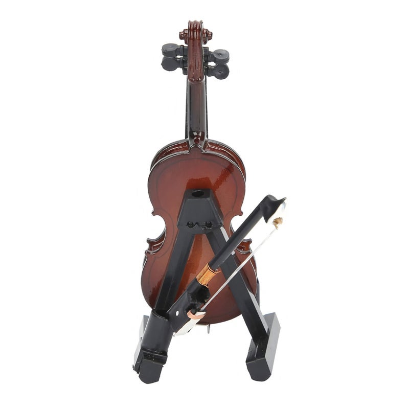 Mini Violin Model with Stand Basswood Wooden Musical Instrument Home Decor for Musicians Music Lovers Display Decoration 17cm - Image 3
