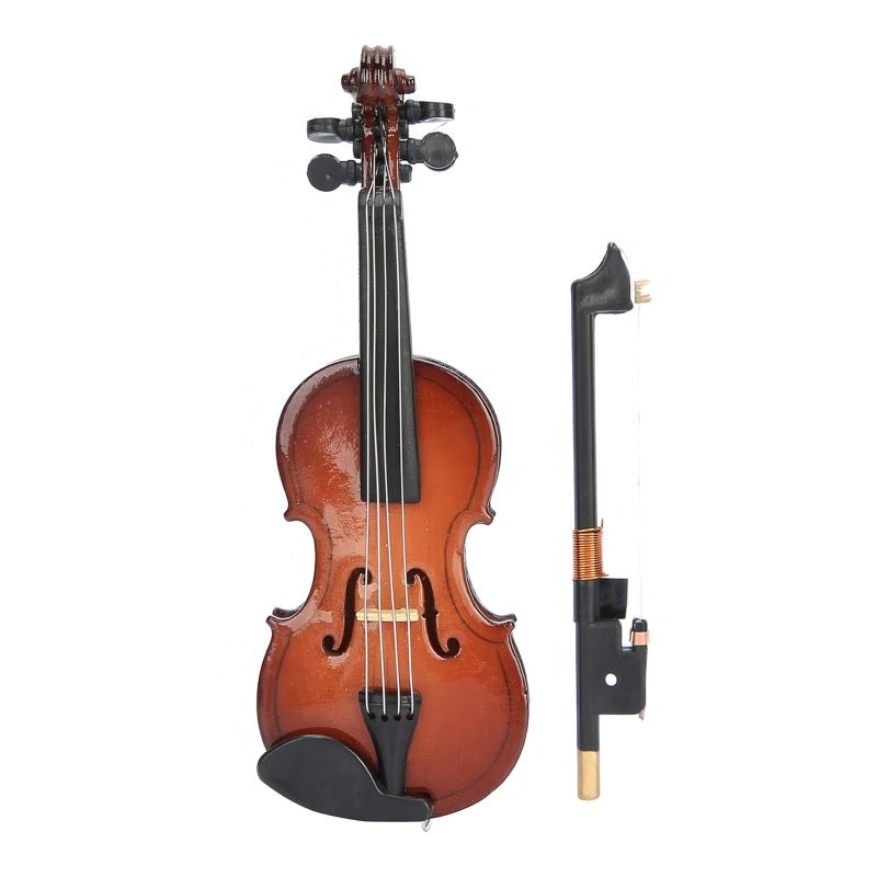 Mini Violin Model with Stand Basswood Wooden Musical Instrument Home Decor for Musicians Music Lovers Display Decoration 17cm - Image 5