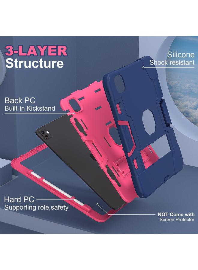 Zaboon Case For iPad Pro 11 2024 Contrast Color Silicone Acrylic PC Tablet Case with Holder - Image 2