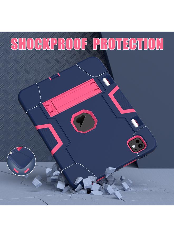 Zaboon Case For iPad Pro 11 2024 Contrast Color Silicone Acrylic PC Tablet Case with Holder - Image 3