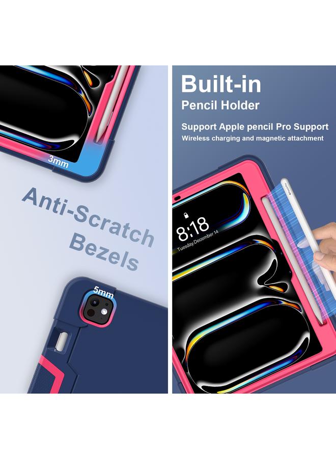 Zaboon Case For iPad Pro 11 2024 Contrast Color Silicone Acrylic PC Tablet Case with Holder - Image 4