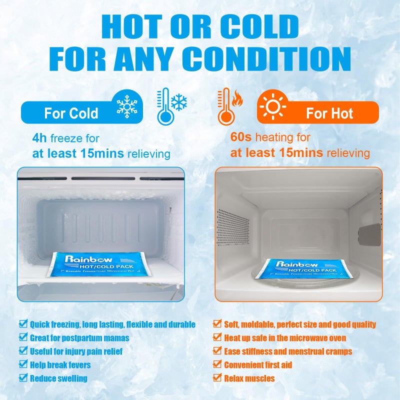 WORLD-BIO Soft Ice Packs Reusable Gel Pack 2, Hot and Cold Gel Ice Packs for Injuries, Headaches, Joint Pain Relief, Comfort Ice Pack Flexible Therapy on Neck, Ankle, Knee, Leg, Shoulder, Elbow, Wrist, Feet - Image 4