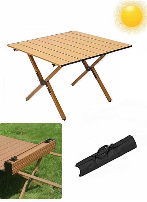 Carbon Steel Egg Roll Table Folding Table for 1-2 People,Outdoor Camping Folding Table Simple and Portable Lightweight with Aluminum Table Top and Carry Bag for Outdoor, Picnic Cooking