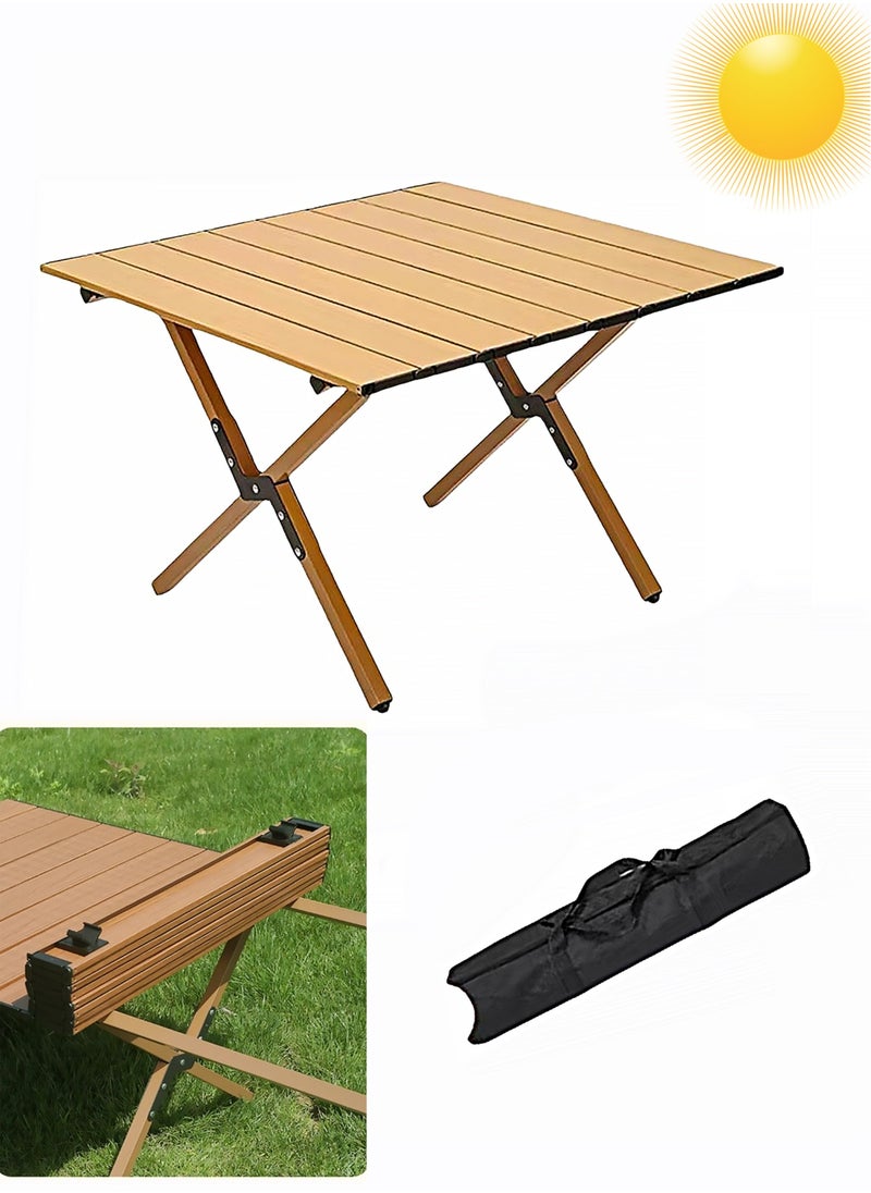 Concept home Carbon Steel Egg Roll Table Folding Table for 1-2 People,Outdoor Camping Folding Table Simple and Portable Lightweight with Aluminum Table Top and Carry Bag for Outdoor, Picnic Cooking  - Image 1